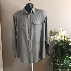 Olive Green Long Sleeve Neutral Dress Shirt